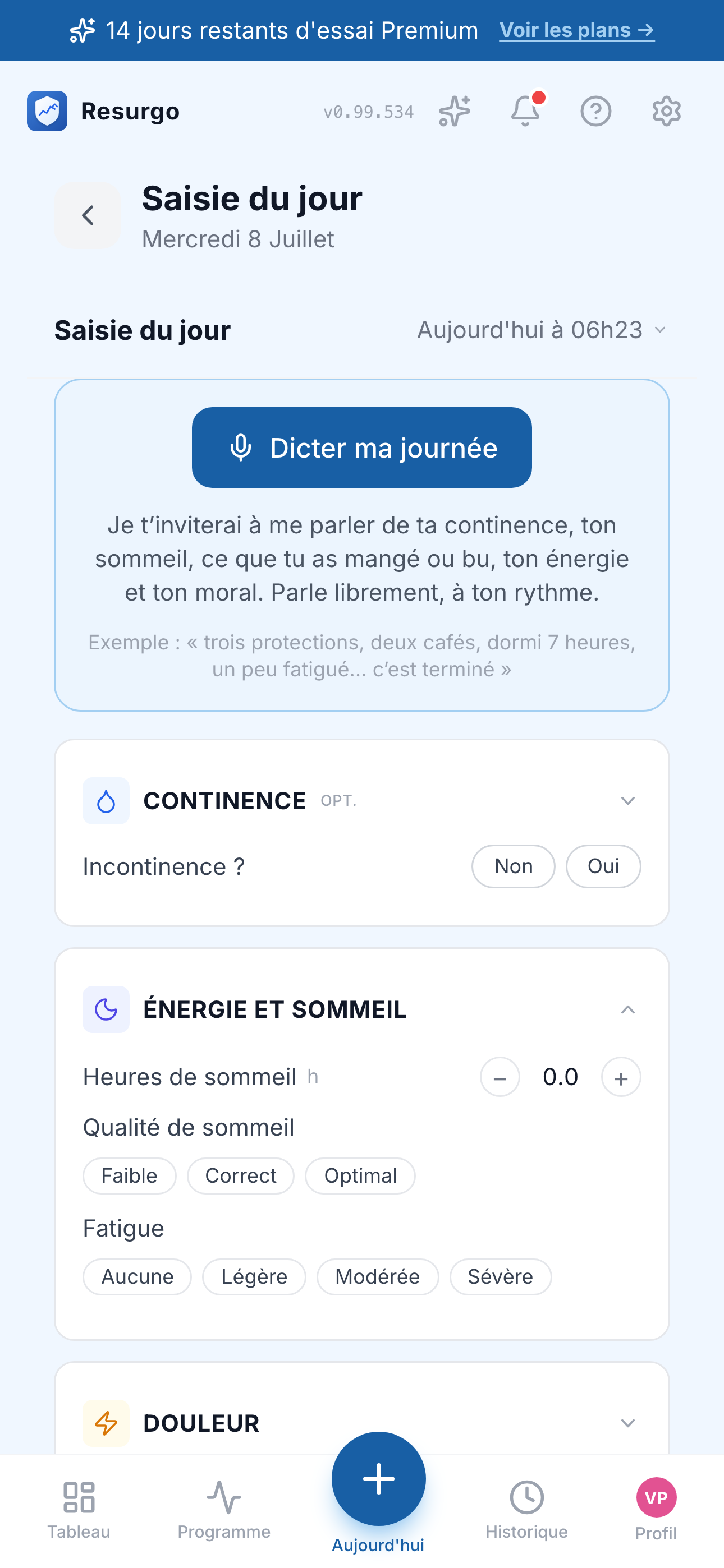 Saisie quotidienne