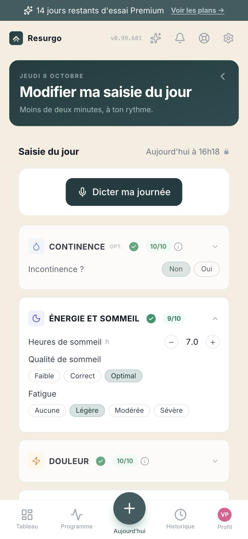 Saisie quotidienne