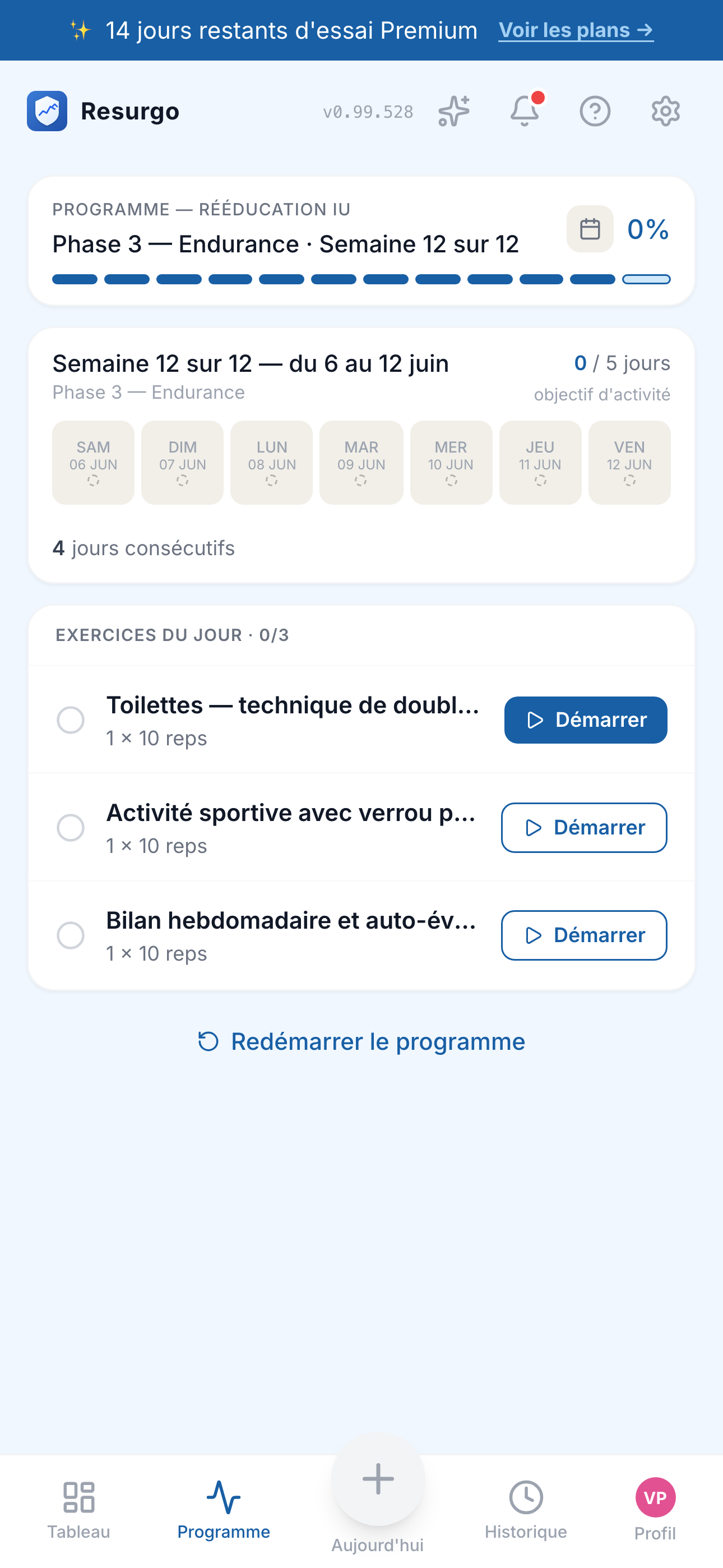 Programme Rééducation IU