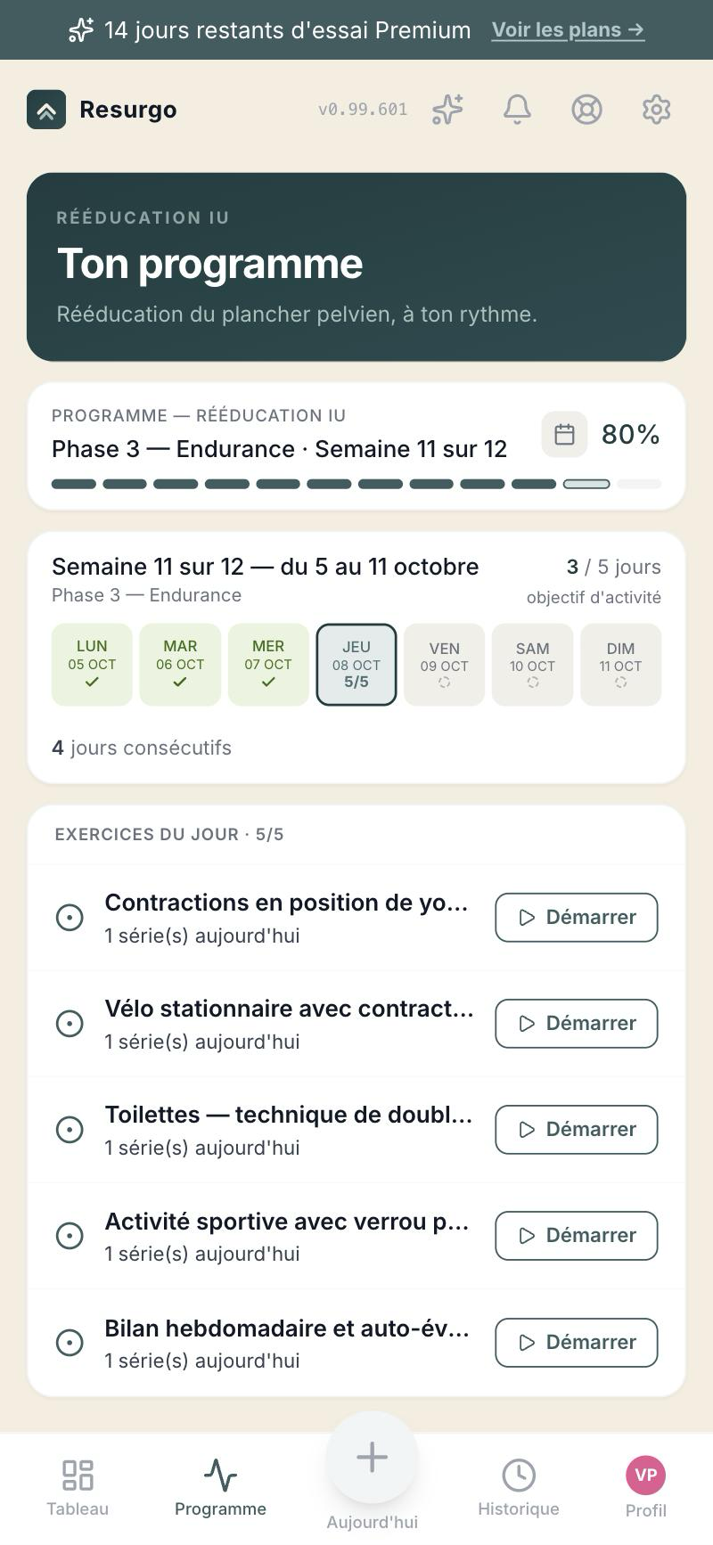 Programme Rééducation IU